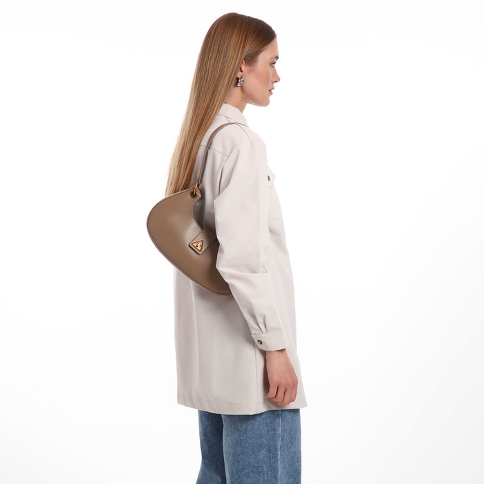 Сумка женская багет на молнии TEXTURA, средний размер, цвет светло-коричневый