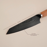 Нож кухонный SL Home &laquo;Оливия&raquo;, шеф, лезвие 16 см, дамасская сталь, цвет коричневый