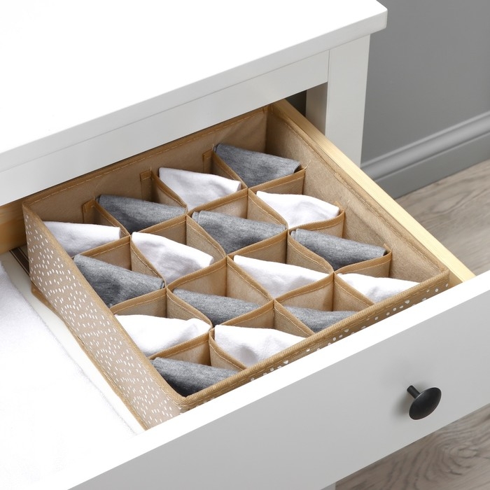 Органайзер для хранения белья Доляна Points, 16 ячеек, 27&times;25&times;10 см, цвет бежевый