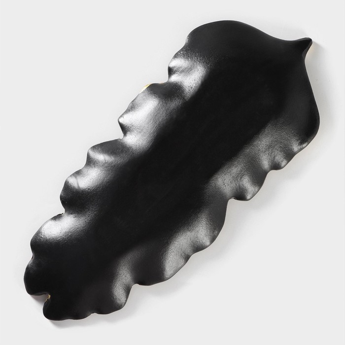 Блюдо для фруктов Доляна &laquo;Золотой лист&raquo;, 38,5&times;15,5 см, цвет золотой с чёрным