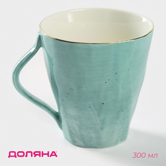 Кружка фарфоровая Доляна &laquo;Млечный путь&raquo;, 300 мл, цвет бирюзовый