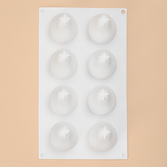 Форма для муссовых десертов и выпечки Доляна &laquo;Груша&raquo;, силикон, 29,3&times;17,2&times;6,5 см, 8 ячеек (d=5,5 см), цвет белый