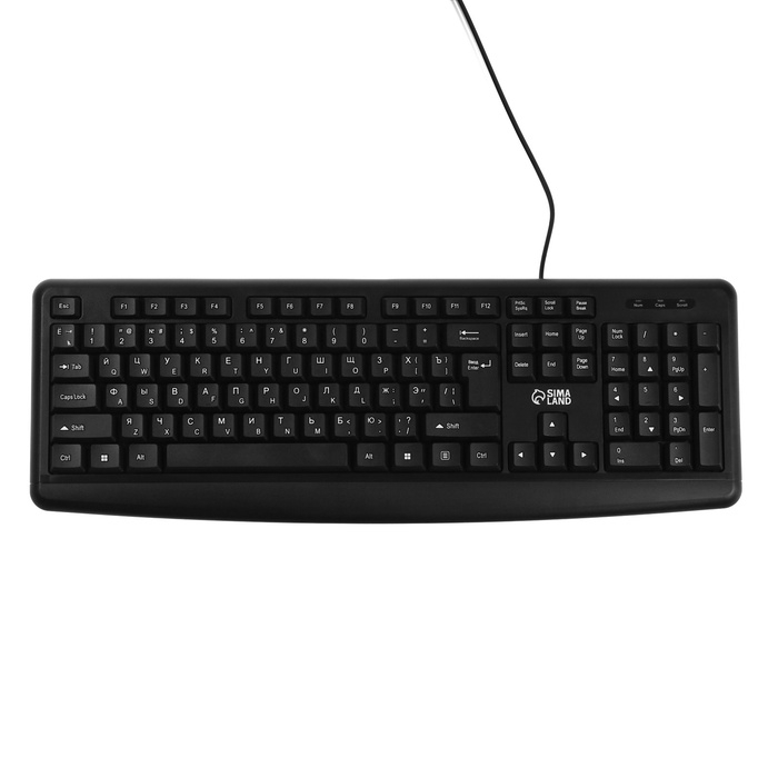 Клавиатура Sima-Land SL-01, проводная, мембранная, 104 клавиш, USB, 1.5 м, черная