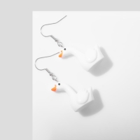 Серьги &laquo;Гуси&raquo;, цвет бело-оранжевый в серебре