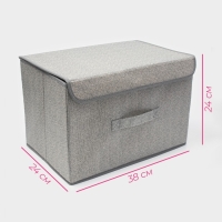 Короб стеллажный для хранения с крышкой &laquo;Ронда&raquo;, 38&times;24&times;24 см, цвет серый