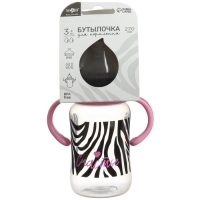 Бутылочка для кормления, широкое горло, средний поток от 3 мес., 270 мл., &laquo;Зебра&raquo;, M&B