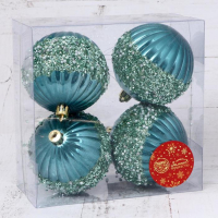 Набор шаров пластик d-8 см, 4 шт "Рокси" зелёный