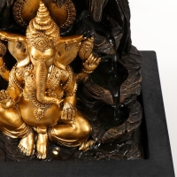 Фонтан настольный от сети, подсветка "Золотой Ганеша в гроте" 25х20х33 см