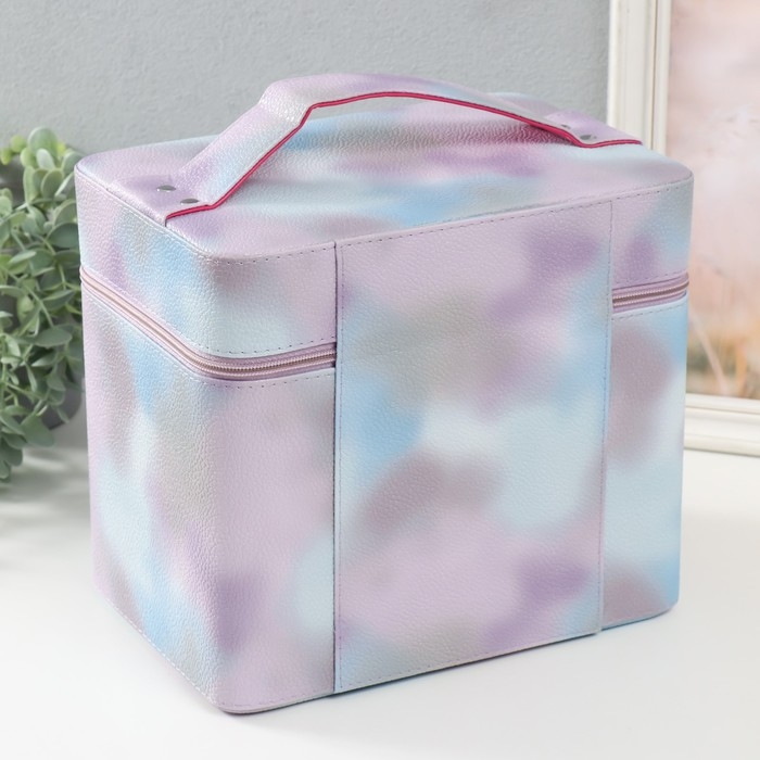 Шкатулка кожзам с зеркалом "Этажи. Сиреневый туман" 27х18х24 см