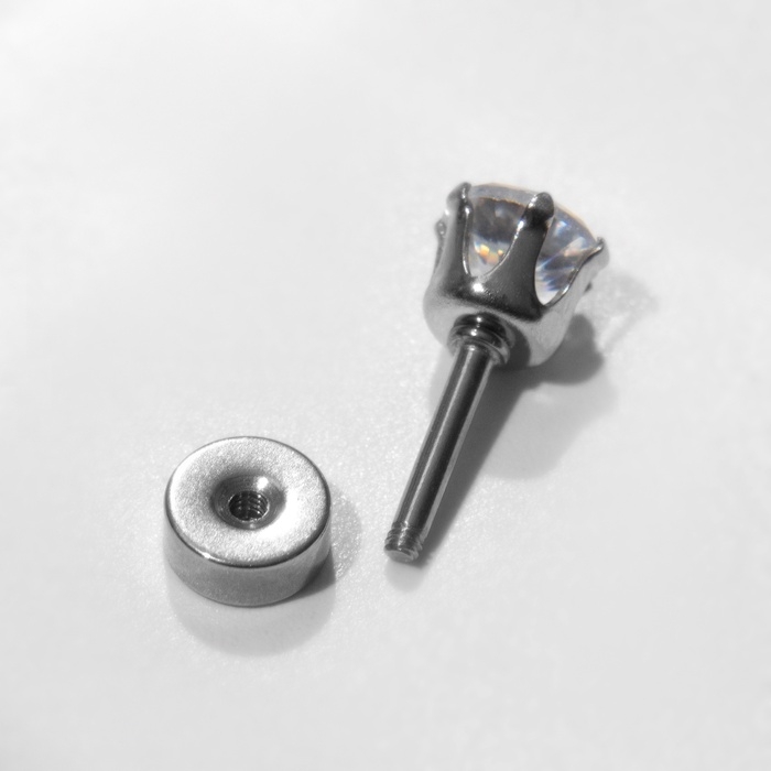 Пирсинг лабрет &laquo;Сияние&raquo;, L=1,2 см, цвет белый в серебре