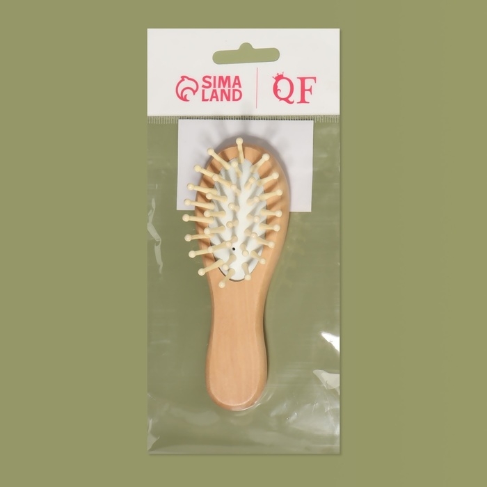 Расчёска-мини массажная, деревянная, 4 &times; 11,5 см, цвет &laquo;светлое дерево&raquo;