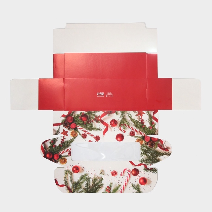 Коробка для кондитерских изделий с окном &laquo;Новогодняя классика&raquo;, 26 х 10 х 8 см