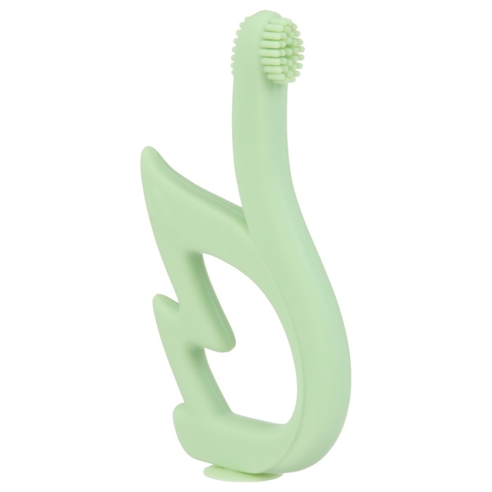 Прорезыватель - щеточка силиконовый &laquo;Лебедь&raquo;, на присоске, цвет зелёный, Крошка Я