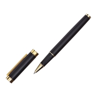 Ручка подарочная роллер в кожзам футляре Офис корпус черный/золото