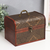 Шкатулка дерево сундук "Золотой орнамент" н-р 3 шт 7,5х12х6,5 11,5х17х10,5 16,5х22,5х15,5 см