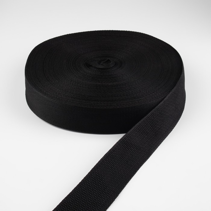 Стропа ременная, 40 мм, 50 &plusmn; 1 м, плотность 12 гр/м, цвет чёрный