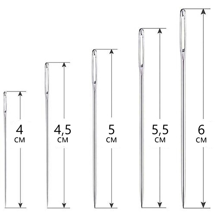 Иглы для вышивания &laquo;Ассорти&raquo;, d = 0,85 / 1,05 / 1,25 мм, 4 - 6 см, 25 шт