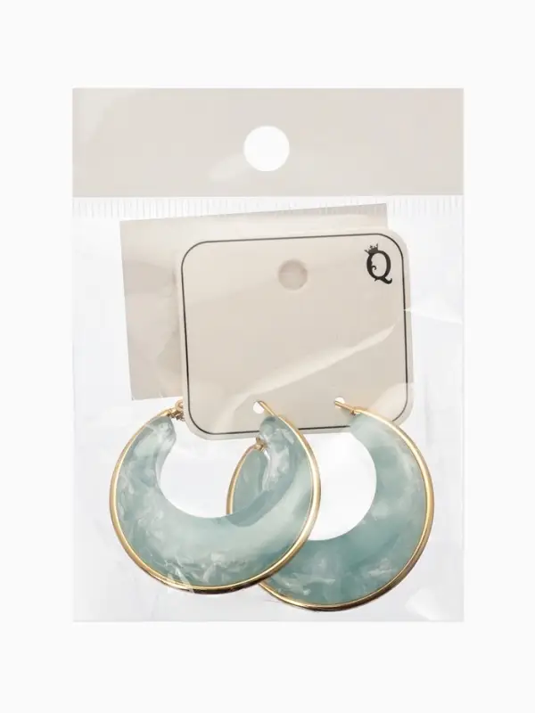 Серьги-кольца акрил "Тренд", цвет голубой в золоте