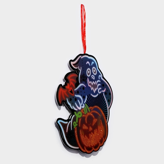 Декоративное светящиеся украшение (подвеска) "Привидение и тыква" 30,5х29,5 см