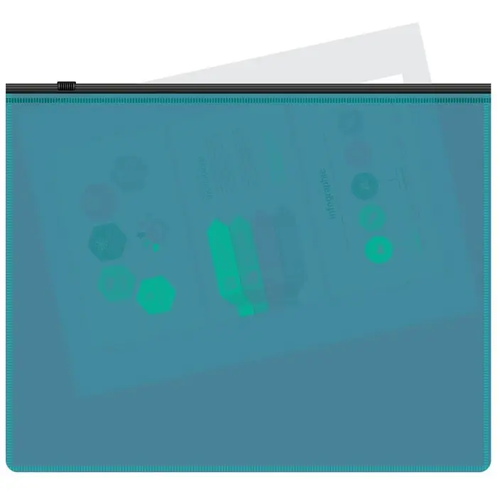 Папка-конверт на ZIP-молнии A5, 150 мкм, Calligrata Pastel, прозрачная, чёрная молния, голубая