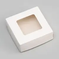 Коробка пищевая, с окном, белый, 11,5 х 11,5 х 4 см