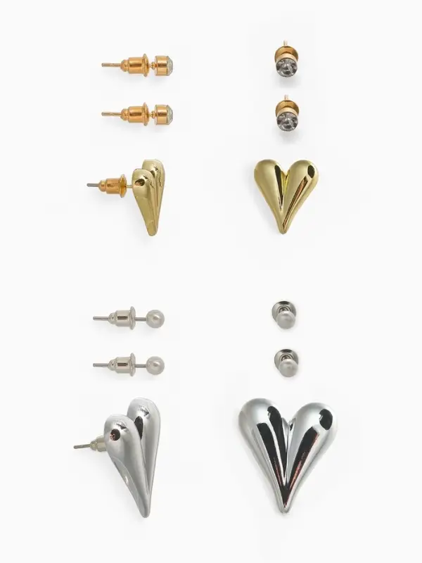 Набор серьги 6 пар &laquo;Сердце&raquo; бусины, цветной