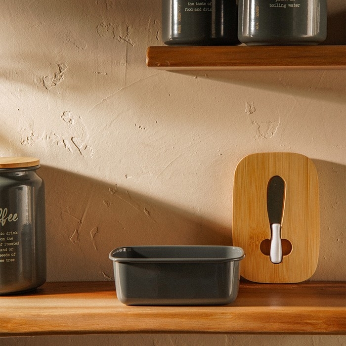 Маслёнка SL Home &laquo;Каса Перфекто&raquo;, с ножом для масла, бамбуковая крышка, 15&times;10&times;5,5 см