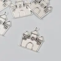 Металлический элемент, декоративная подвеска &laquo;Арт Узор. Замок&raquo;, серебро, 2.4&times;2.1 см