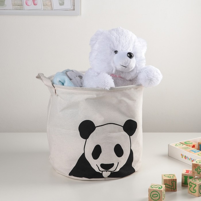 Корзина бельевая текстильная Доляна &laquo;Панда&raquo;, 30&times;30&times;30 см, цвет белый