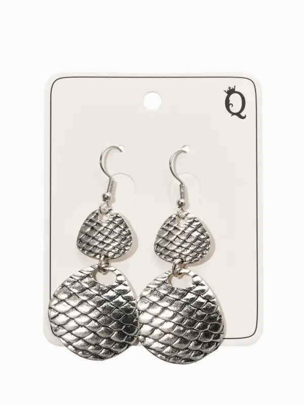 Серьги метал "Аутентичность" диски, чешуя, цвет чернёное серебро
