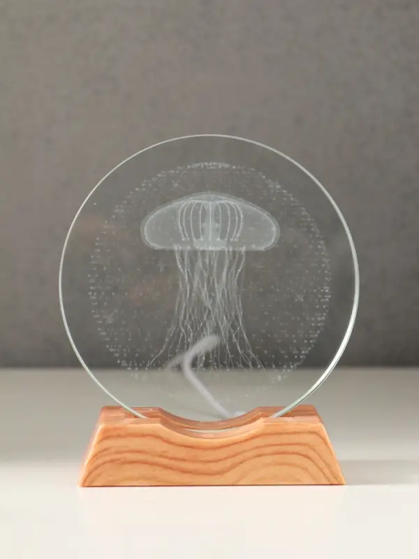 Сувенир стекло свет "Диск. Медуза" 5хLED d=10 см, USB 10х4х11,4 см