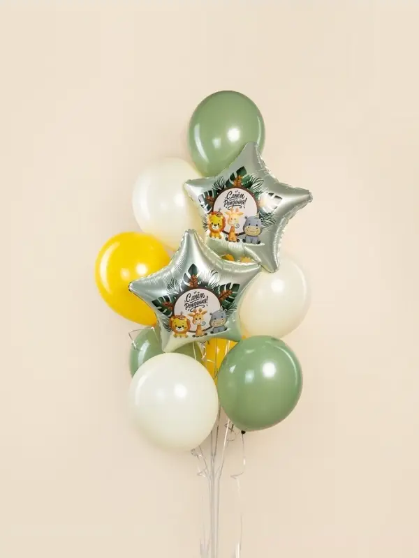 Воздушный шар фольгированный 19" &laquo;Весёлые зверята. Звезда&raquo;, 5 шт.