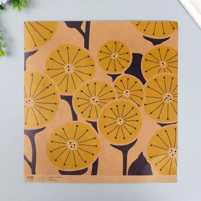 Бумага для скрапбукинга двусторонняя крафт "Цветы" плотность 180 гр 30,5х32 см