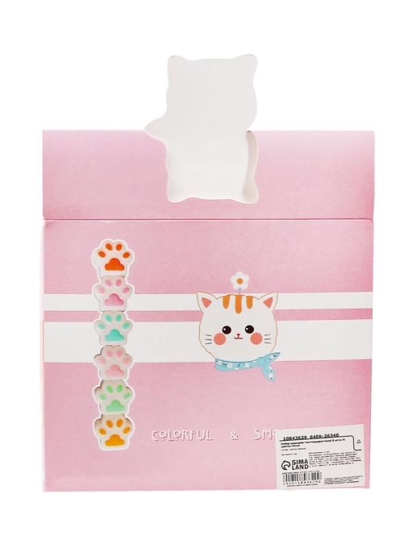 Набор маркеров-текстовыделителей 6 штук/6 цветов Лапки