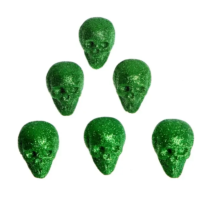 Фигурка для поделок и декора &laquo;Череп&raquo;, набор 6 шт., размер 1 шт: 4 &times; 4,5 &times; 4,5 см, цвет зелёный