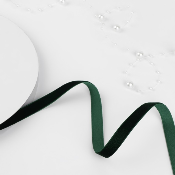 Лента бархатная, 10 мм, 18 &plusmn; 1 м, цвет зелёный №165