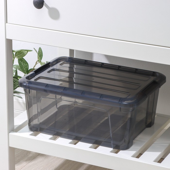 Контейнер для хранения с крышкой &laquo;Кип&raquo;, 11 л, 37,5&times;28,5&times;16 см, цвет чёрный прозрачный