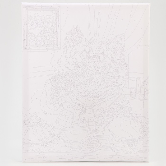 Картина по номерам на холсте с подрамником "Кот за завтраком" 40*50 см