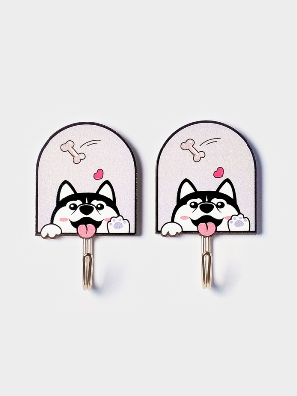 Набор самоклеящихся крючков "Wooden animals ", 2 шт 7,7х2,2х4,6 см