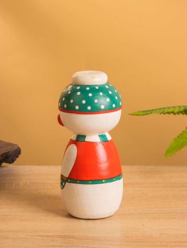 Деревянная кукла кокеши "Снеговичок" 7х7,5х15 см