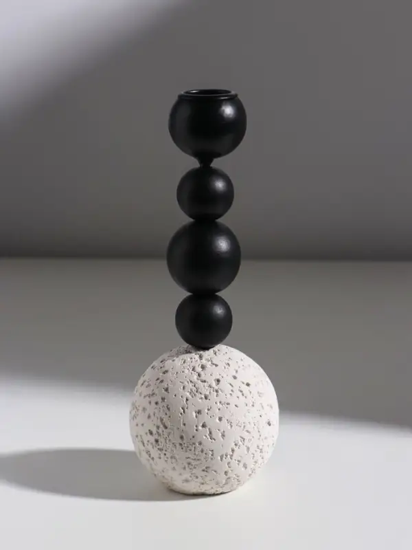 Подсвечник металл, бетон "Шарики" d=2 см набор 3 шт 5,5х16,5 7,5х20,5 10х10х26,5 см