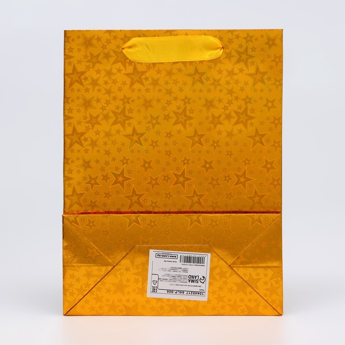 Пакет голография с окном "Сердце", "Золотой", S 23,5 х18 х 8,5 см набор 1шт    10449217