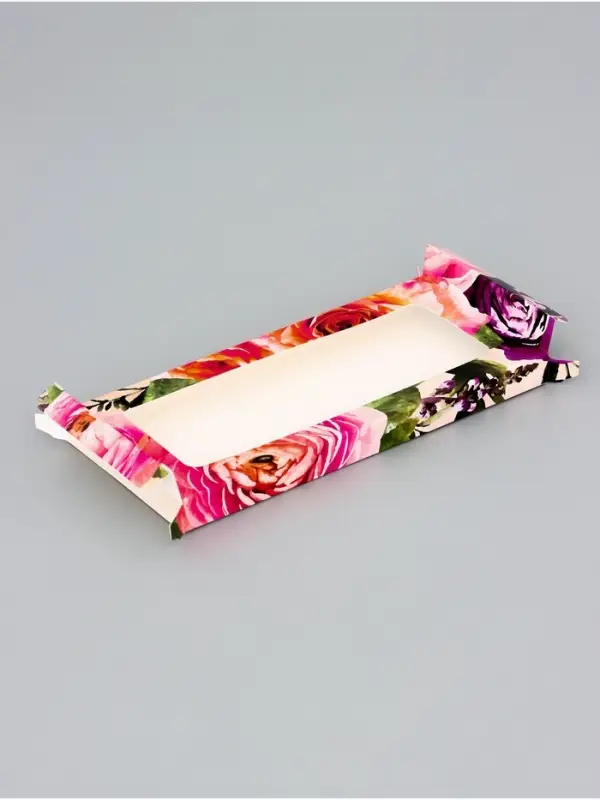 Подарочная коробка под плитку шоколада, с окном, &laquo;Цветочки&raquo;, 17.1&times;8&times;1.4 см