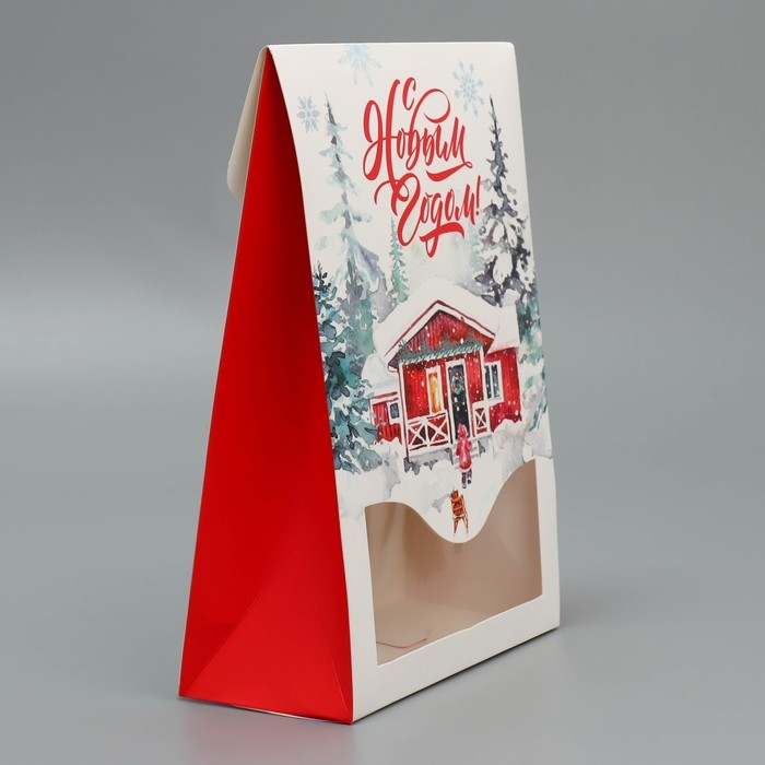 Коробка подарочная новогодняя складная &laquo;Дом в зимнем лесу&raquo;, 15 х 7 х 22 см