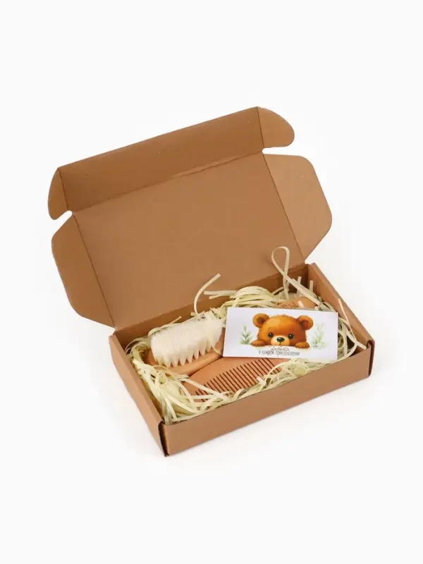 Набор деревянных расчесок детских с натуральной щетиной, 2 шт в коробке, M&B