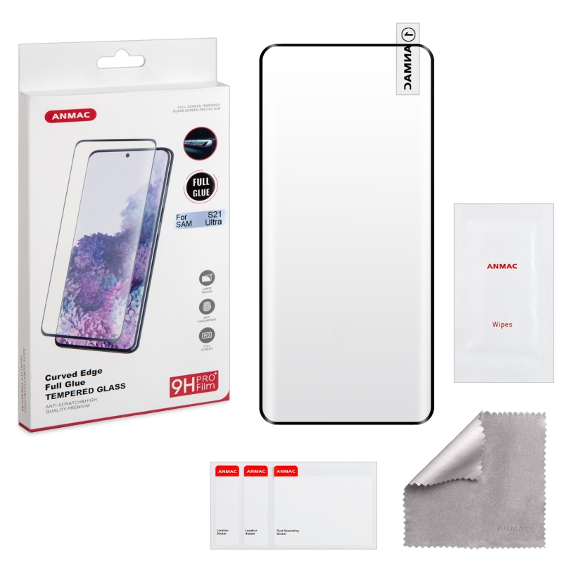 Защитное стекло Samsung S21 Ultra Full Glue (полный клей) ANMAC Арт.1137372