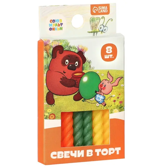 Свечи для торта &laquo;Винни-Пух&raquo;, 8 штук, Союзмультфильм