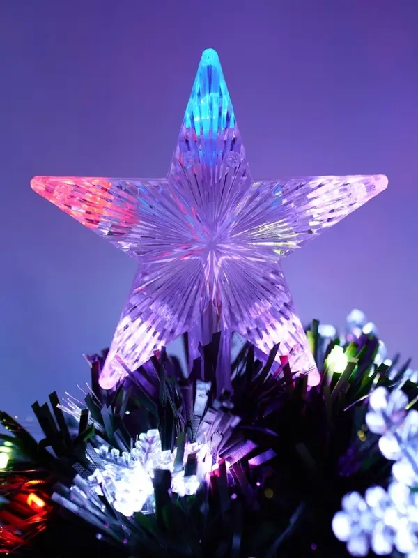 Ёлка фиброоптическая &laquo;Снежинки&raquo; 60 см, d нижнего яруса 35 см, 55 веток, мигание