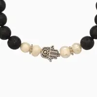 Браслет "Хамса" жемчуг, лава, длина 18 см