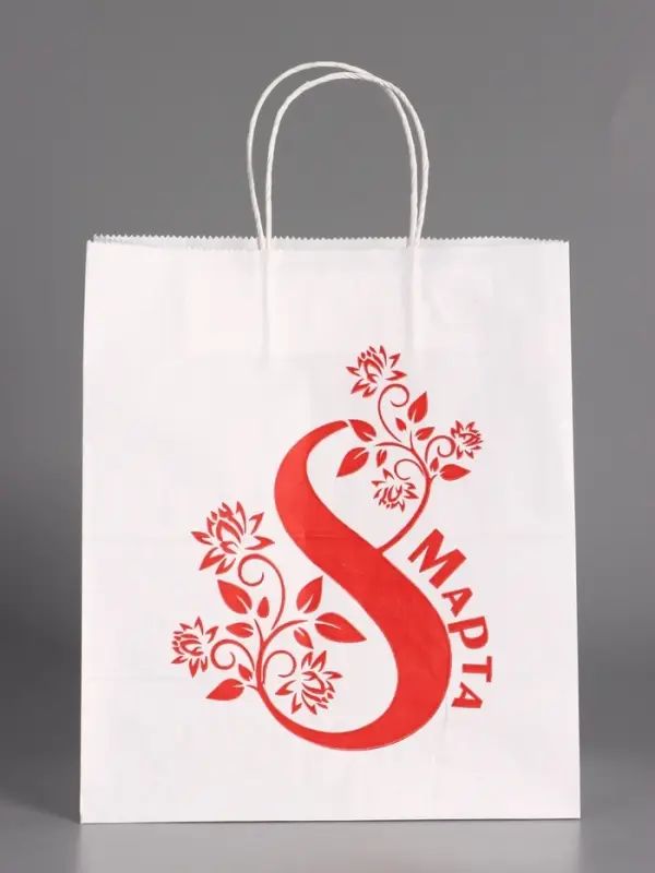 Пакет бумажный, "С 8 марта Цветочек" 24 х 14 х 28 см